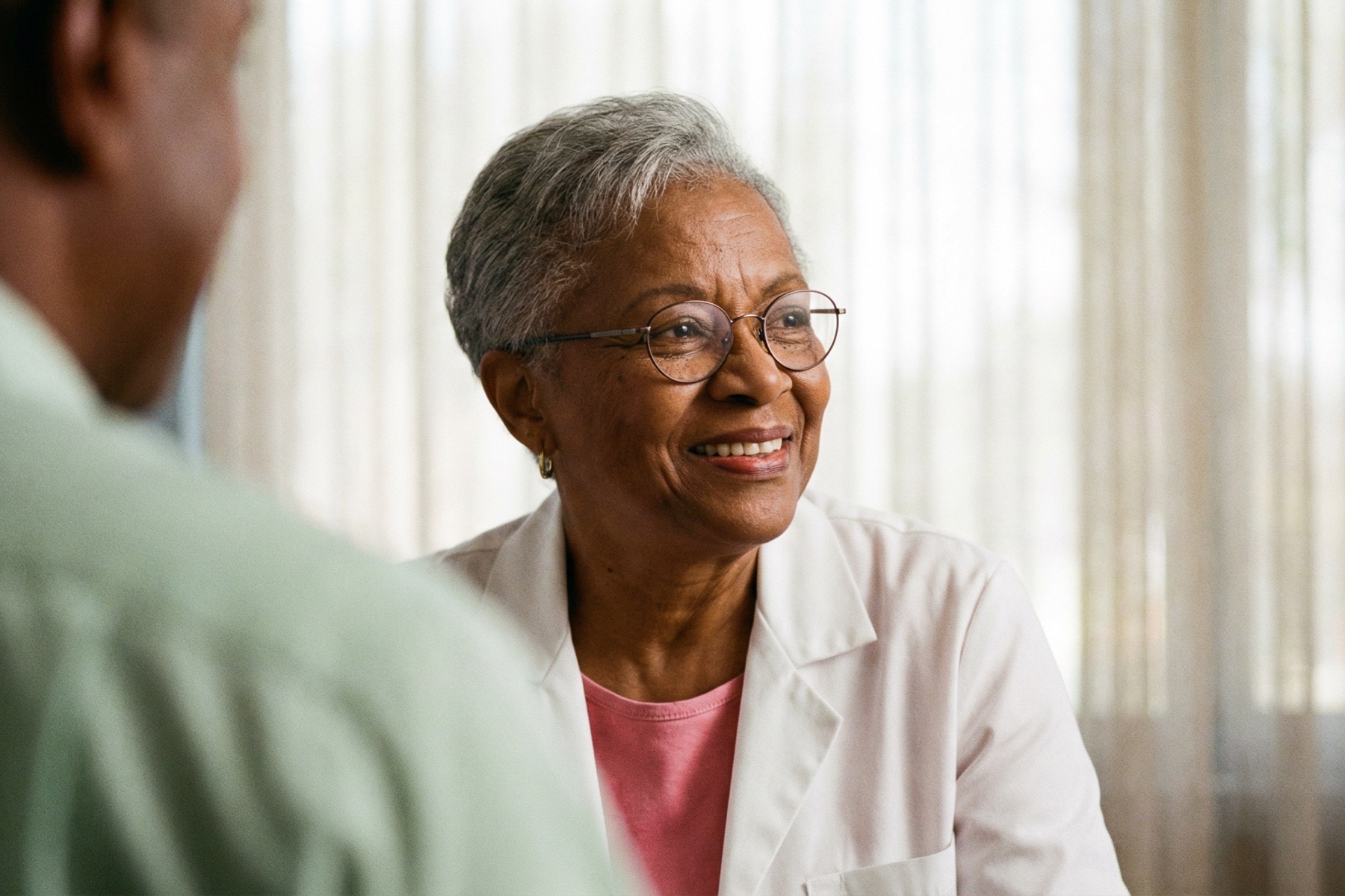 Healthcare professional smiling